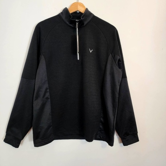 NWT Callaway Rib Tech Opti Dry Quarter Zip Up Pullover Black Size Small - Picture 2 of 11